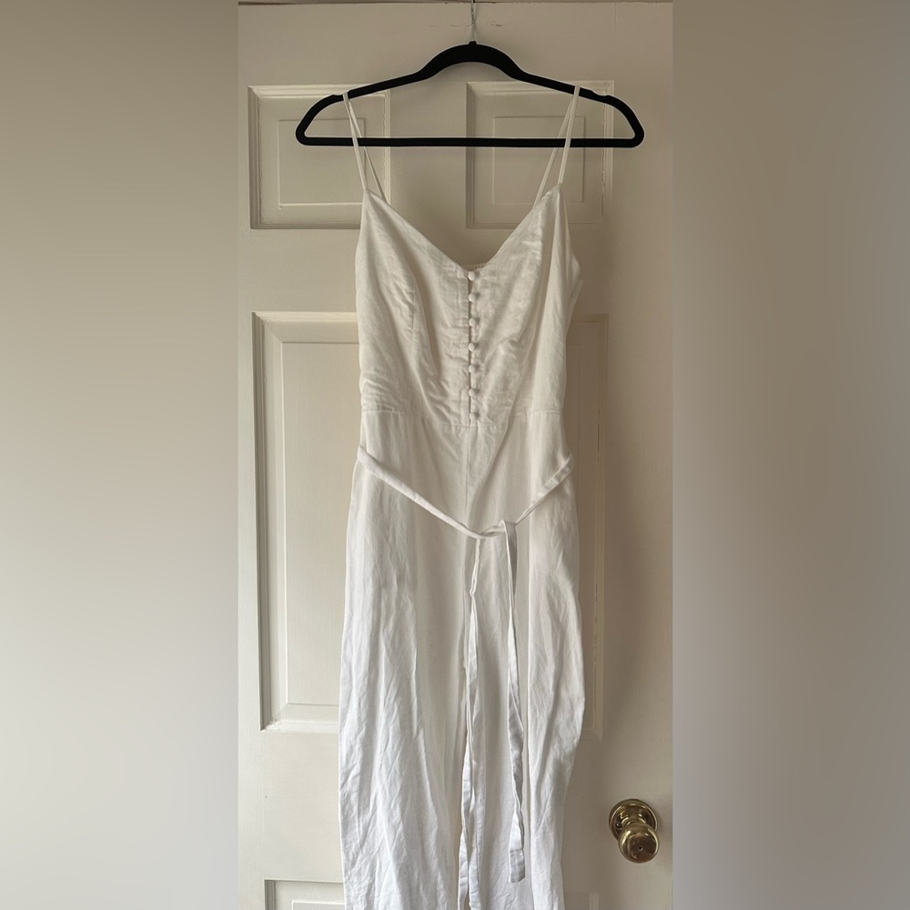 Banana republic white linen jumpsuit